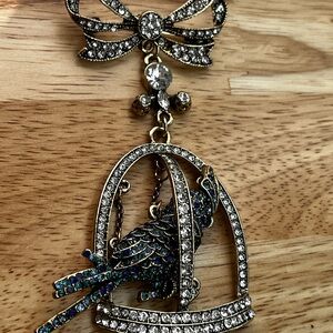 Antique Bronze Bird on a Perch Brooch